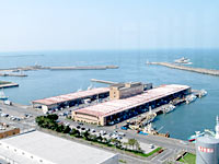 展示ロビーからの眺望「銚子漁港」